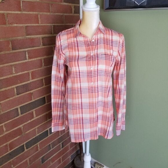 J Crew Factory plaid pop over  blouse SZ XS A3309 - Picture 1 of 8